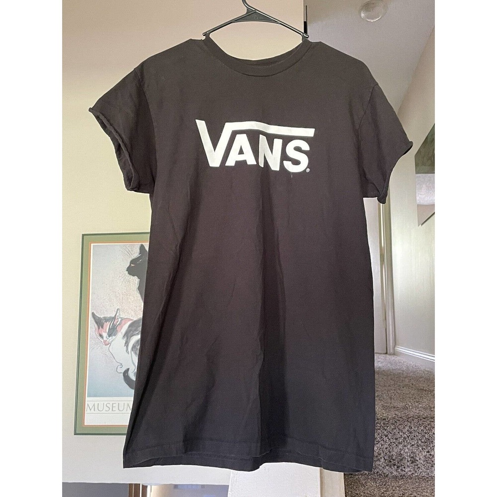 Vans Mens Medium Short Sleeve Tshirt Spell Out Logo Tee Black White